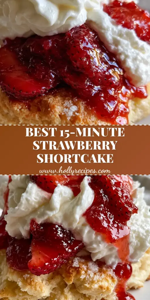 A towering strawberry shortcake with a sugar-crusted golden biscuit and overflowing whipped cream. (strawberry shortcake recipe)