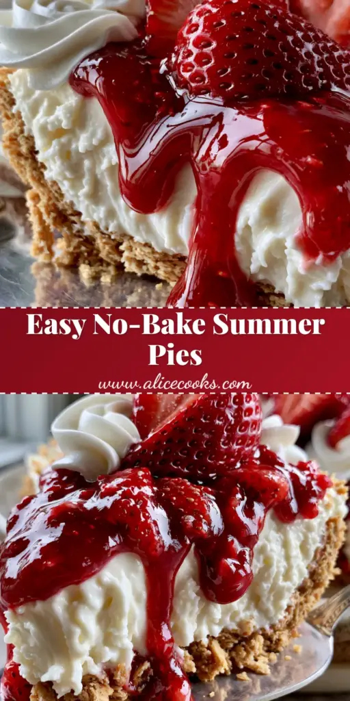 A luscious slice of no-bake strawberry icebox pie with a thick graham cracker crust and ruby-red glaze. (Summer pie recipes)