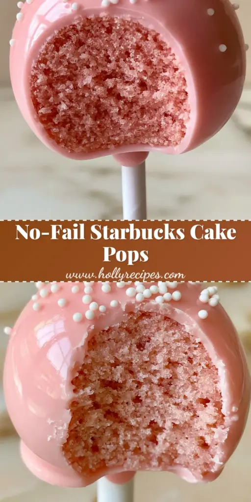 A handheld smartphone photo of a pink Starbucks copycat cake pop with white nonpareil sugar sprinkles and a matte white stick. (cake pop flavors)