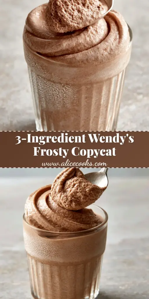 Wendy's Frosty Slushie Recipe: The Ultimate Creamy Copycat 4 A thick, velvety chocolate frosty swirl in a ribbed glass with a silver spoon. (Wendy's Frosty Slushie recipe)