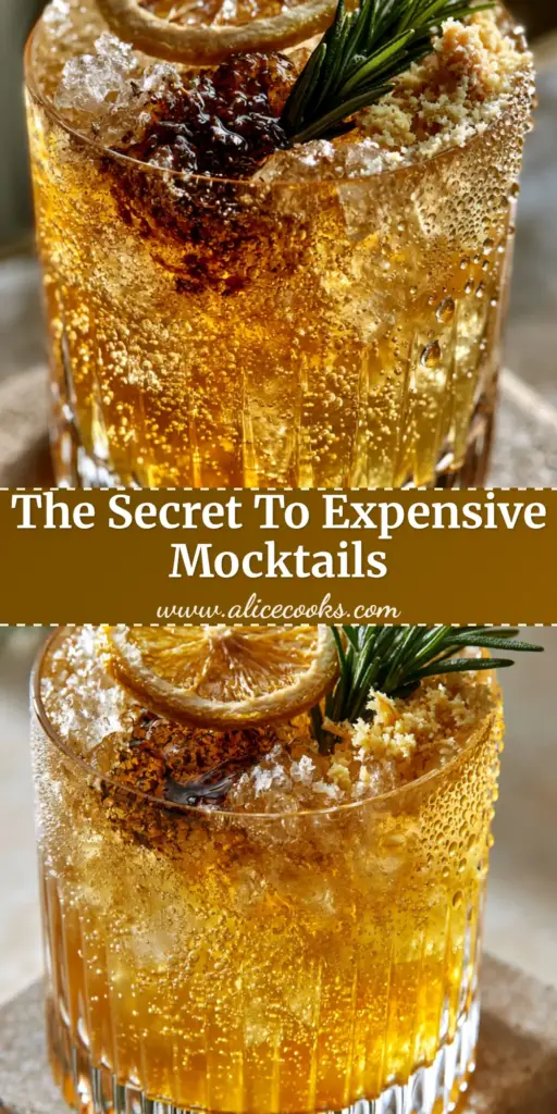 A premium botanical ginger and rosemary sparkler in a ribbed glass, demonstrating the best healthy summer mocktail recipes with a dark bitters swirl.