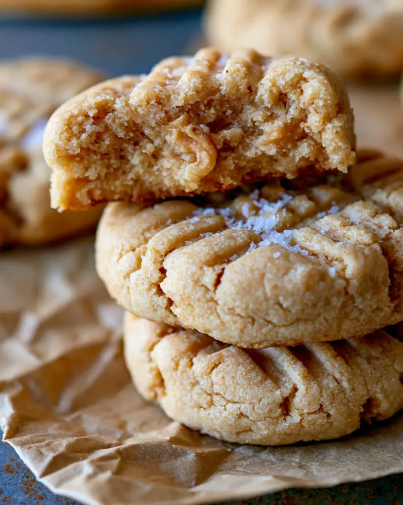 Broken Peanut Butter Pudding Cookie revealing a moist, dense interior with swirls of creamy peanut butter.