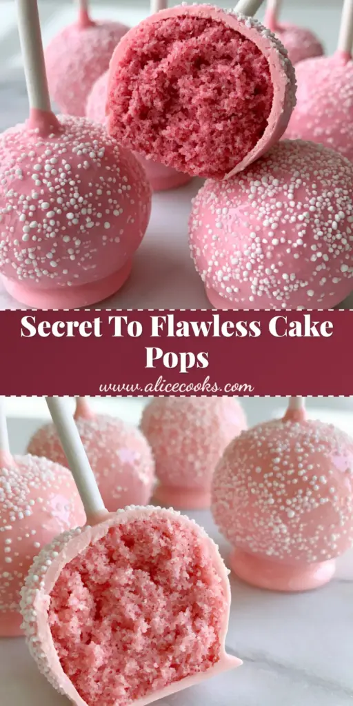 A handheld smartphone photo of copycat pink cake pops on a white marble surface featuring a moist pink crumb. (homemade cake pops recipe)