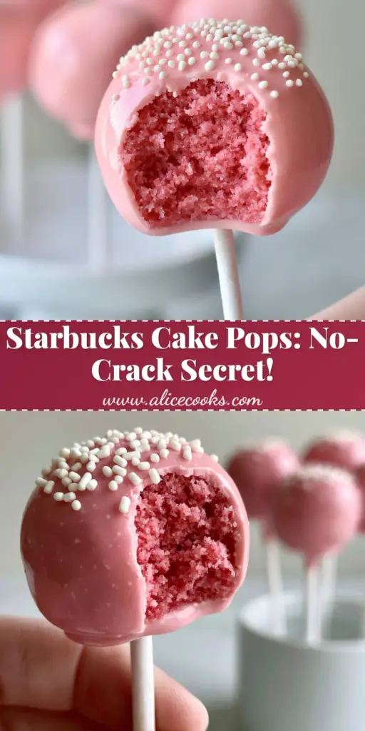 A hand holding a perfectly smooth pastel pink cake pop with white sprinkles and a moist pink center. (cake pops)
