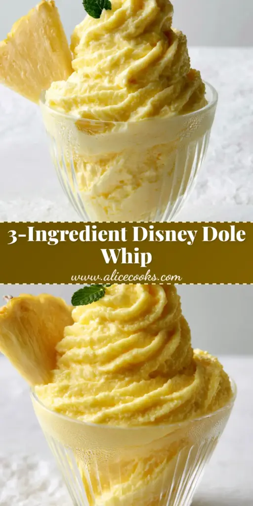 A tall, swirled Dole Whip slush in a ribbed glass garnished with pineapple and mint. (Dole Whip slush)