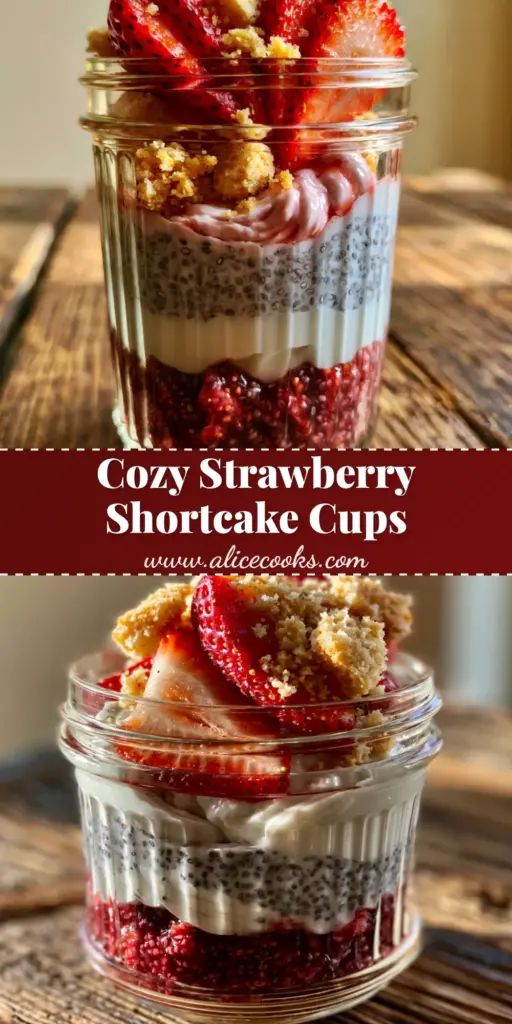 A handheld smartphone photo of strawberry shortcake artwork in a vintage jar with layers of chia compote and yogurt.