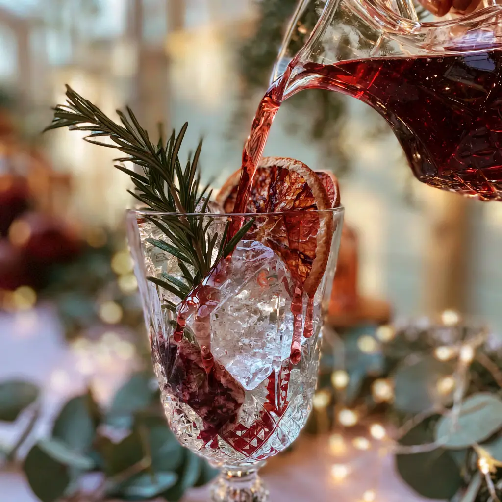 A luxury self-serve wedding bar with eucalyptus, fairy lights, and crystal goblets. (wedding drinks)