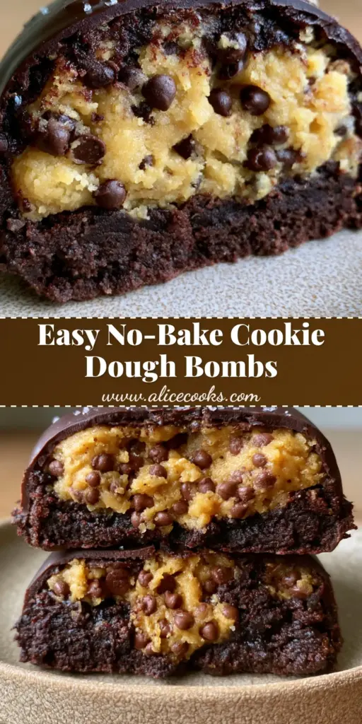 A stack of Chocolate Chip Cookie Dough Brownie Bombs on a rustic ceramic plate, showing the glossy dark chocolate shell and flaky sea salt.