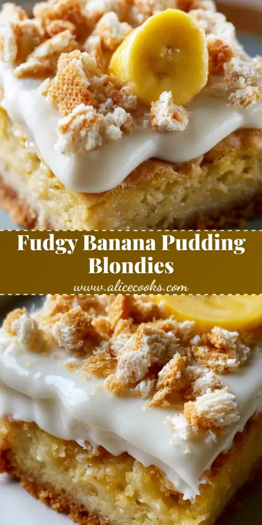 Banana Pudding Brownies: The Ultimate Fudgy Southern Dessert 4 A stack of thick, gooey banana pudding brownies with a Nilla Wafer crust and white pudding glaze.