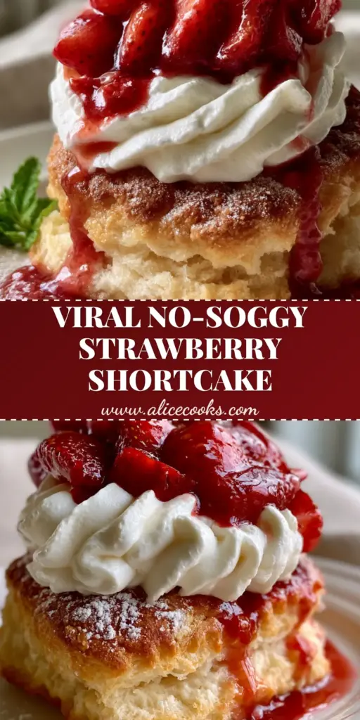 A tall, sugar-crusted Strawberry Shortcake with vanilla bean cream and ruby-red strawberry syrup on a vintage plate.