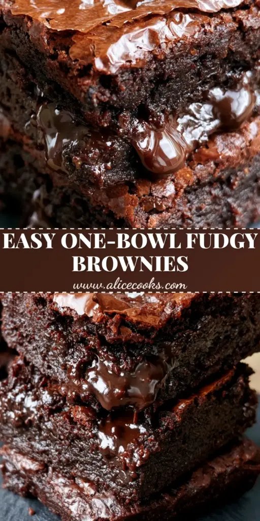 A stack of thick, fudgy brownies with a shiny crackled top and melting dark chocolate pools. (chewy brownie recipe)