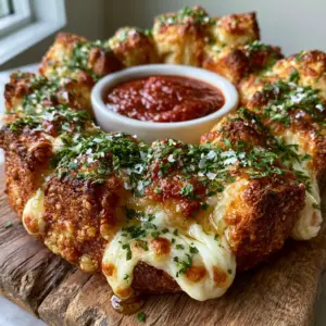 Detailed shot of melted stretchy mozzarella cheese breaking between golden-brown bread pieces. (large party food ideas)