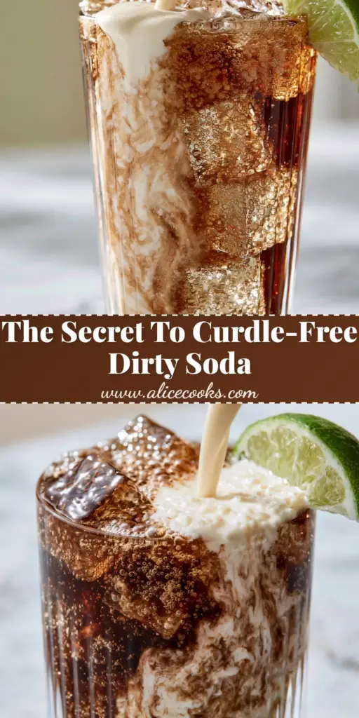 Dirty Soda Recipe: The Ultimate Creamy Coconut Lime Swig Copycat 4 A handheld smartphone photo of a viral dirty soda recipe with dark cola, thick heavy cream swirls, and a fresh lime wedge. (dirty soda recipe)
