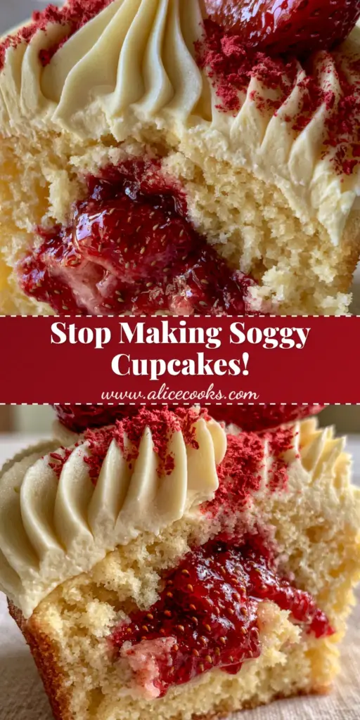 A gourmet White Chocolate Strawberry Cupcake with ivory frosting, a fresh strawberry half, and ruby-red dusting.