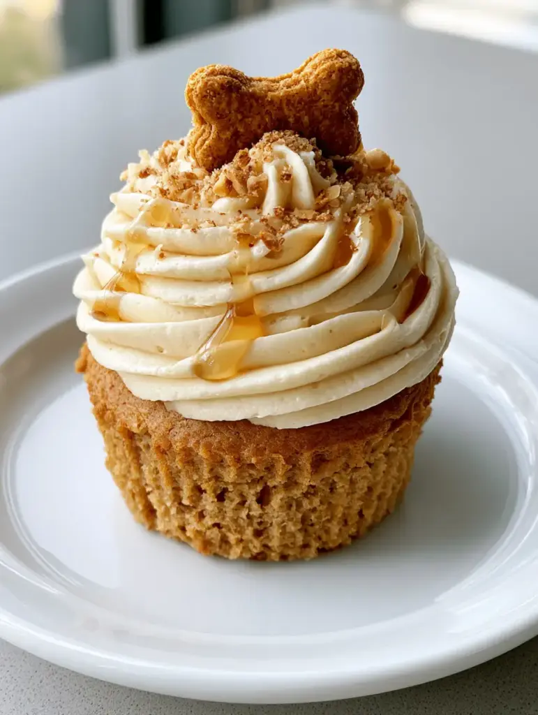 Close-up of professional cream-colored peanut butter frosting with sharp piped ridges and a honey drizzle.