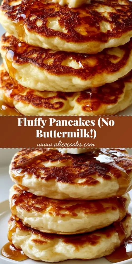 A towering stack of three thick, golden-brown pancakes with melting salted butter and cascading maple syrup on a white ceramic plate. (pancake recipe)